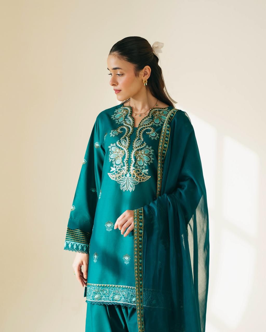 CROSS STICH 3 Pc Unstitched Embroidery Suit