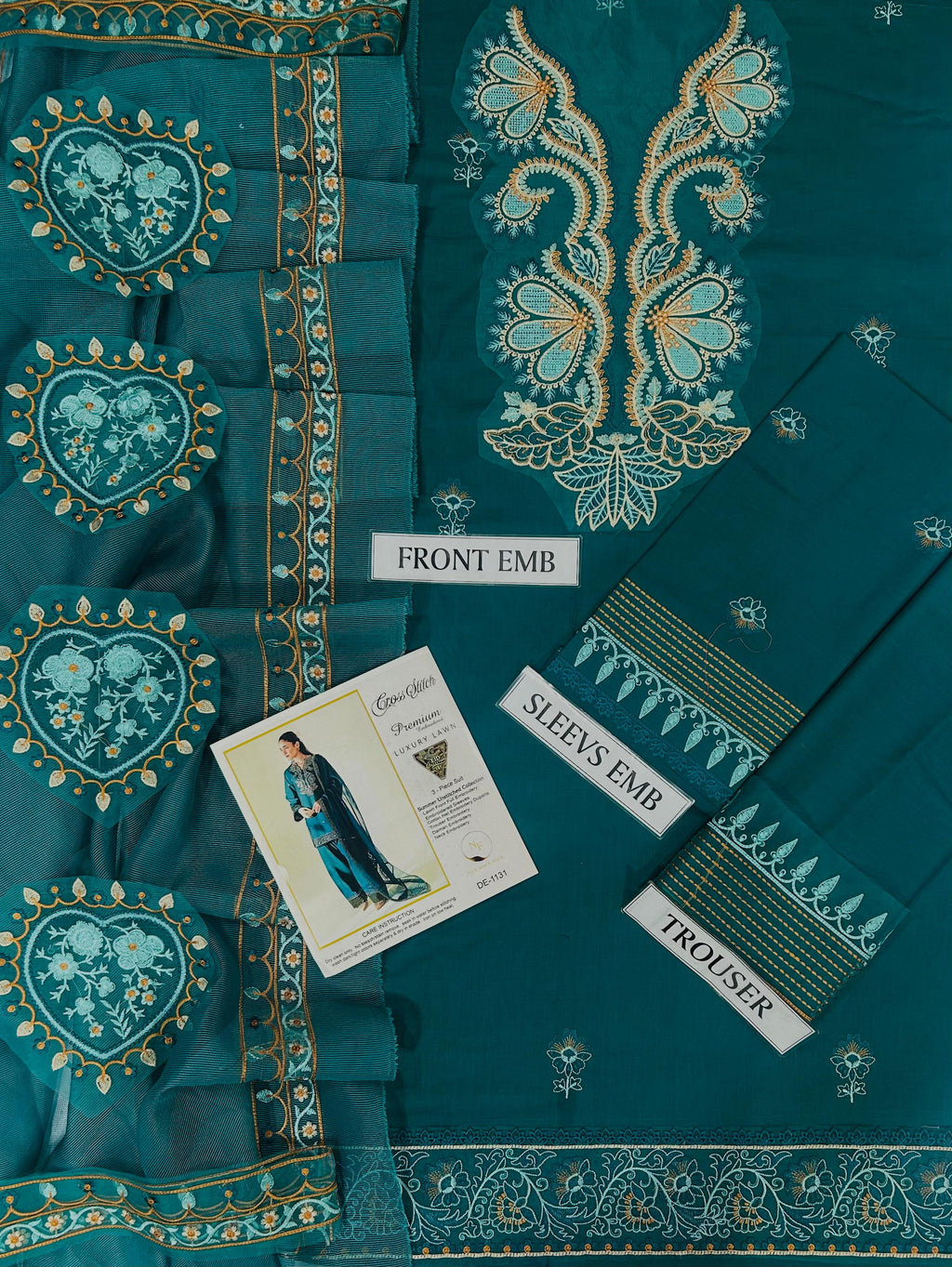 CROSS STICH 3 Pc Unstitched Embroidery Suit