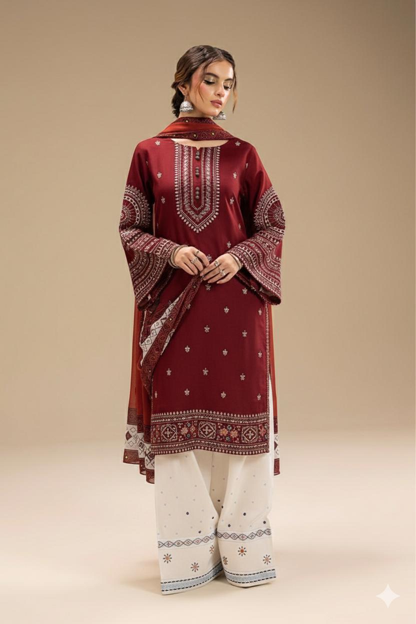 Jazmin 3pc Embroidered Lawn Suit