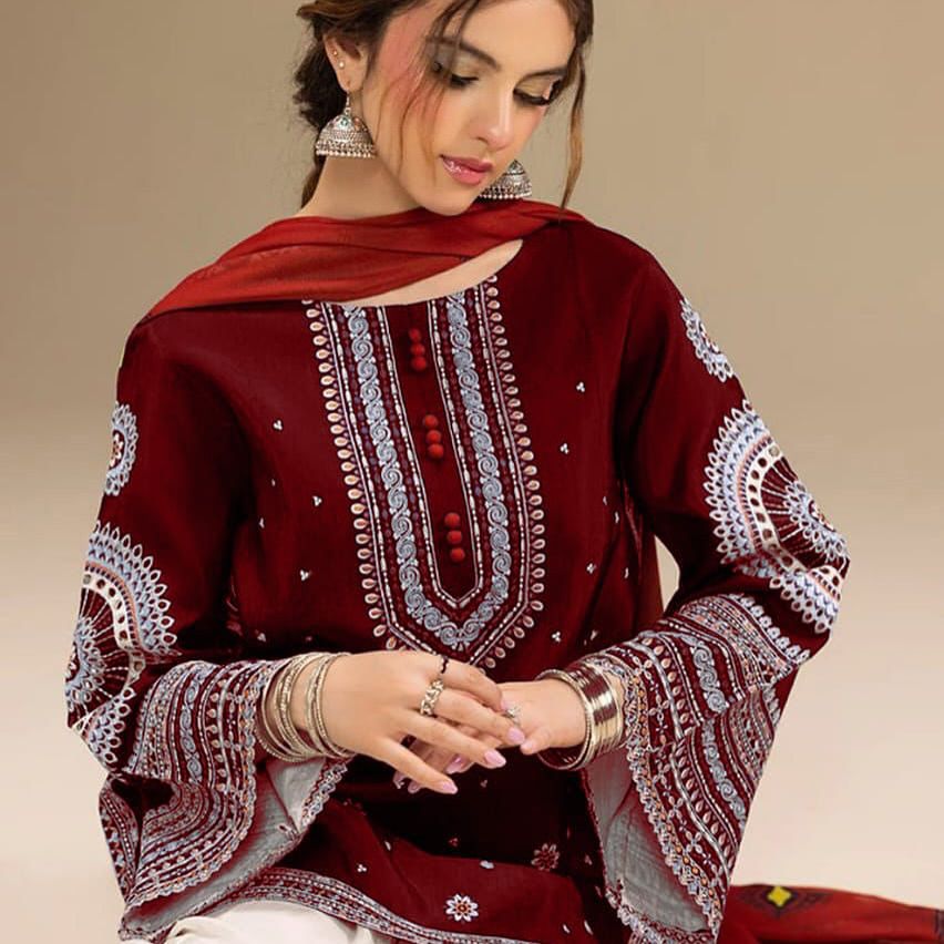 Jazmin 3pc Embroidered Lawn Suit