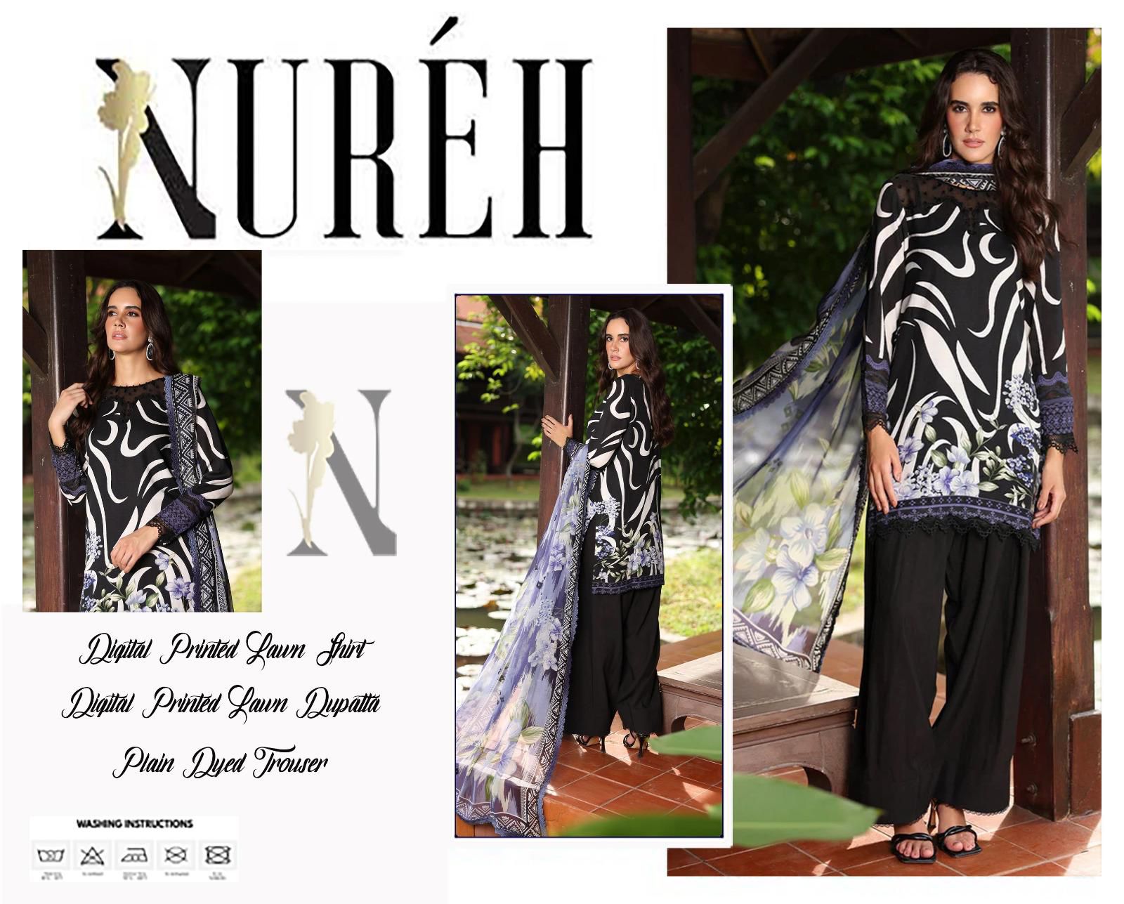 NUREH Digital Printed Lawn 3pc