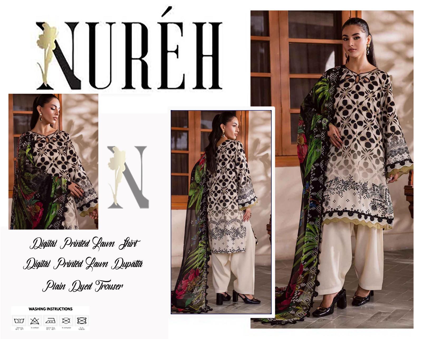 NUREH Digital Printed Lawn 3pc