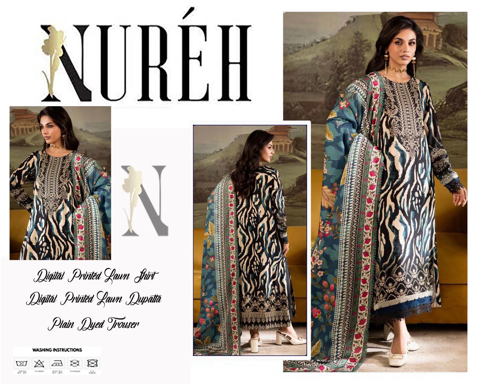 NUREH Digital Printed Lawn 3pc