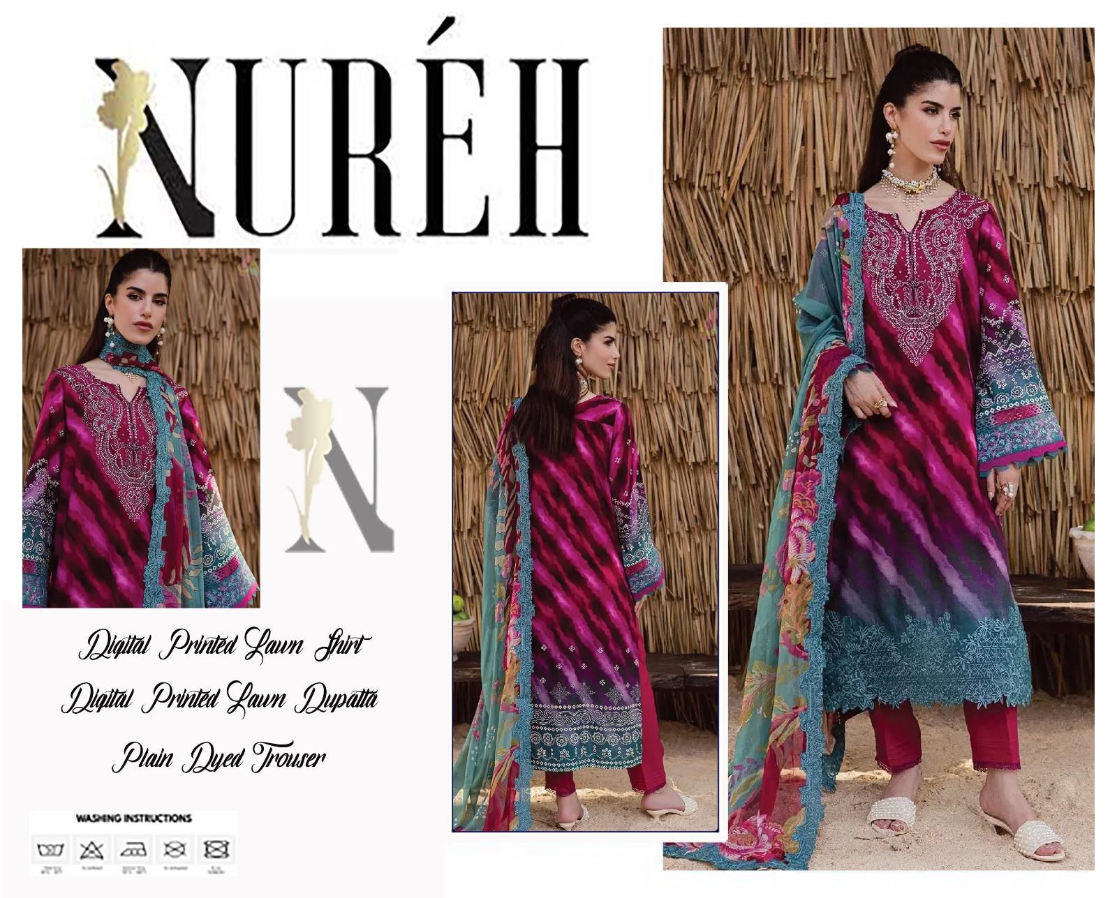 NUREH Digital Printed Lawn 3pc