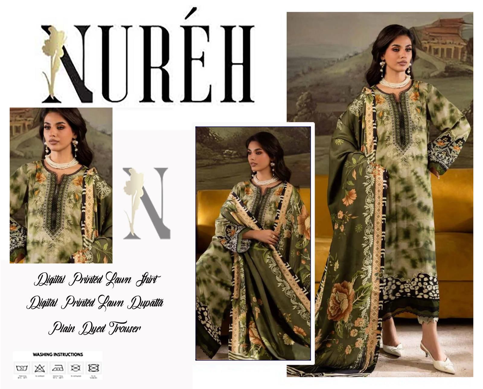 NUREH Digital Printed Lawn 3pc