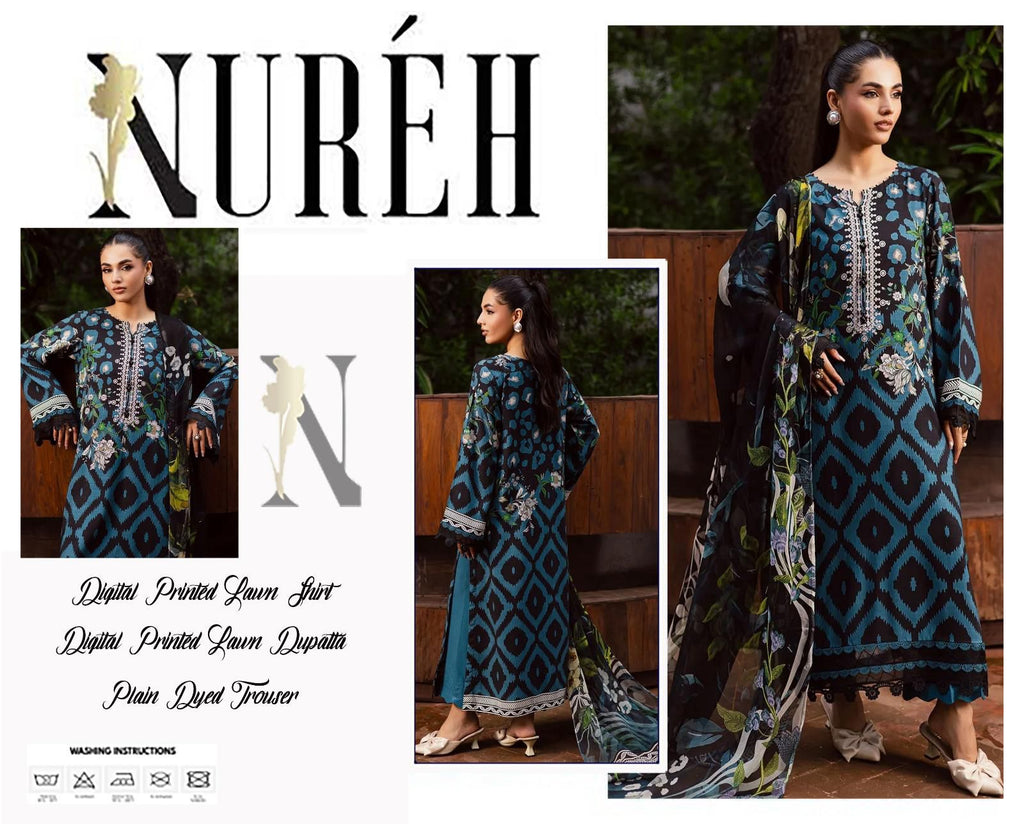 NUREH Digital Printed Lawn 3pc