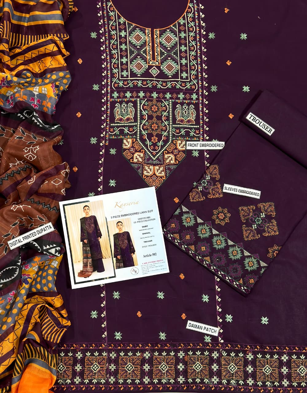 KAESERYA Lawn Embroidered Suit 3pc