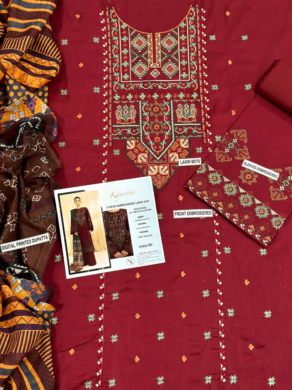 KAESERYA Lawn Embroidered 3pc