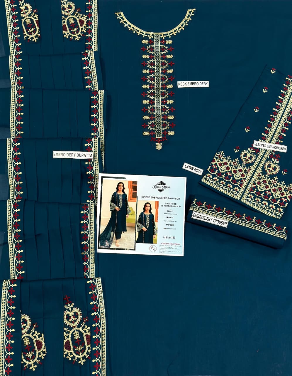 CROSS STITCH 3pc Embroidered Lawn Suit
