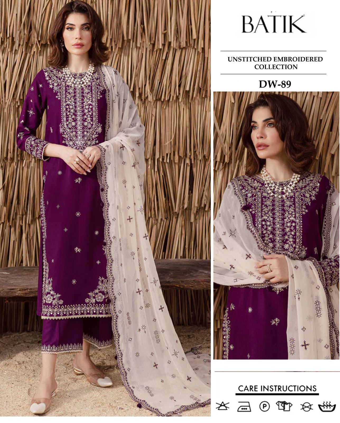 BATIK 3pc Embroidered Lawn Suit