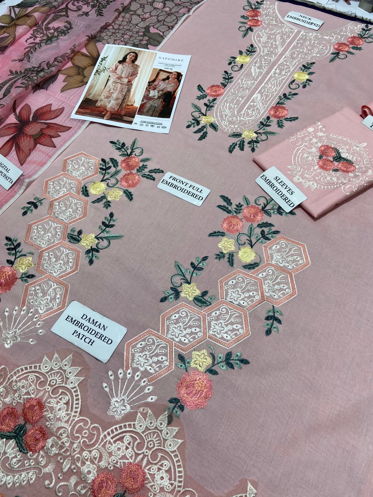 SAPPHIRE 3pc Embroidered Lawn Suit