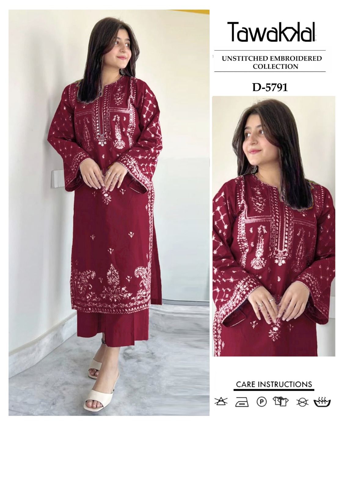 TAWAKKAL 2pc Embroidered Lawn Suit