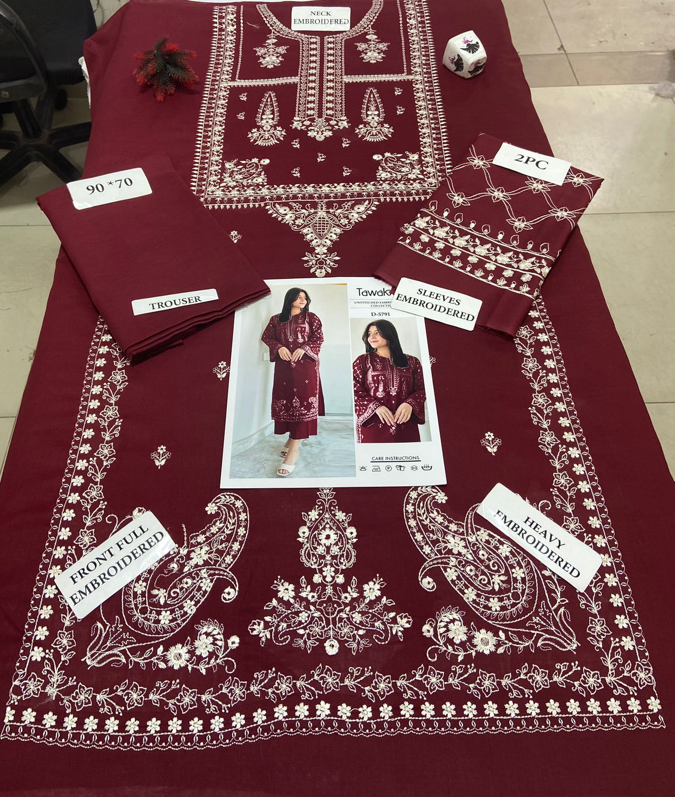 TAWAKKAL 2pc Embroidered Lawn Suit