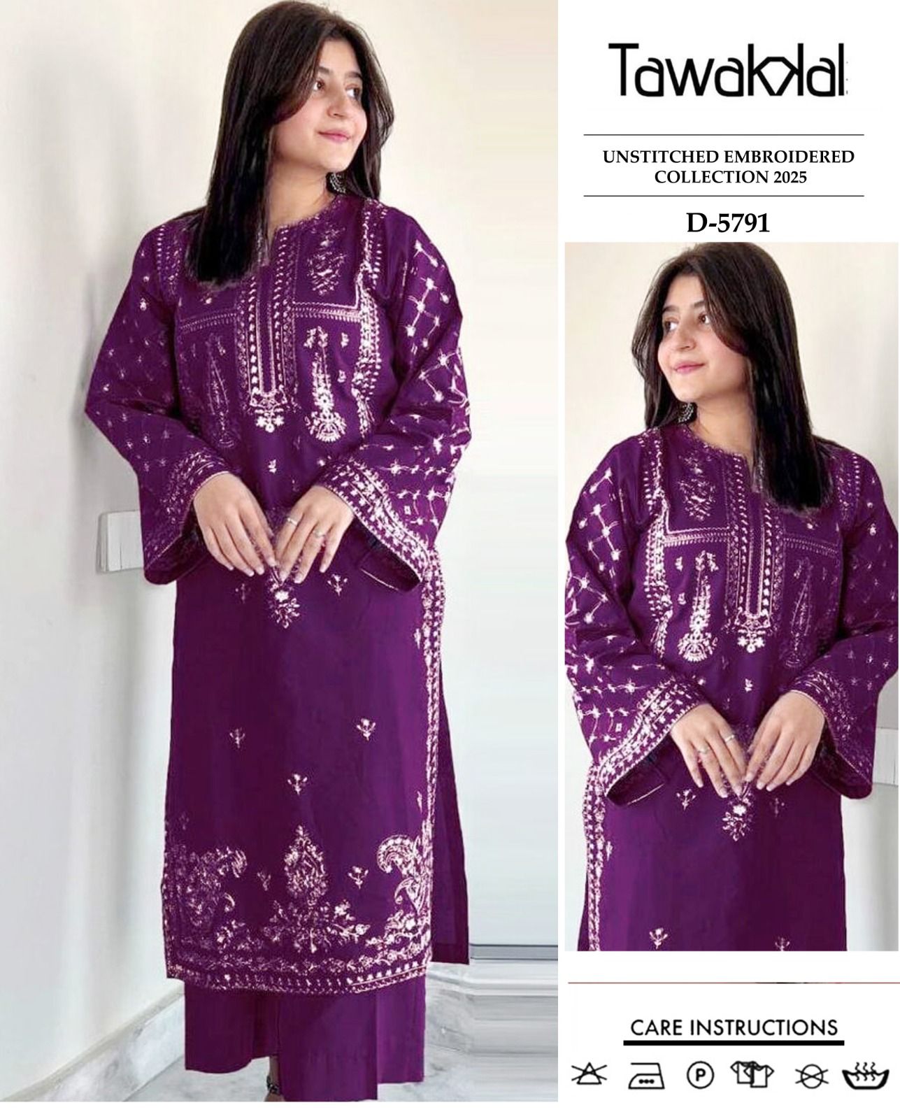 TAWAKKAL 2pc Embroidered Lawn Suit