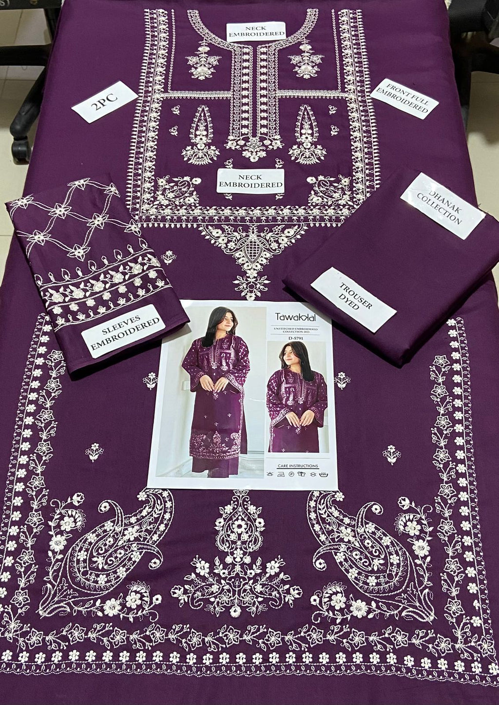 TAWAKKAL 2pc Embroidered Lawn Suit