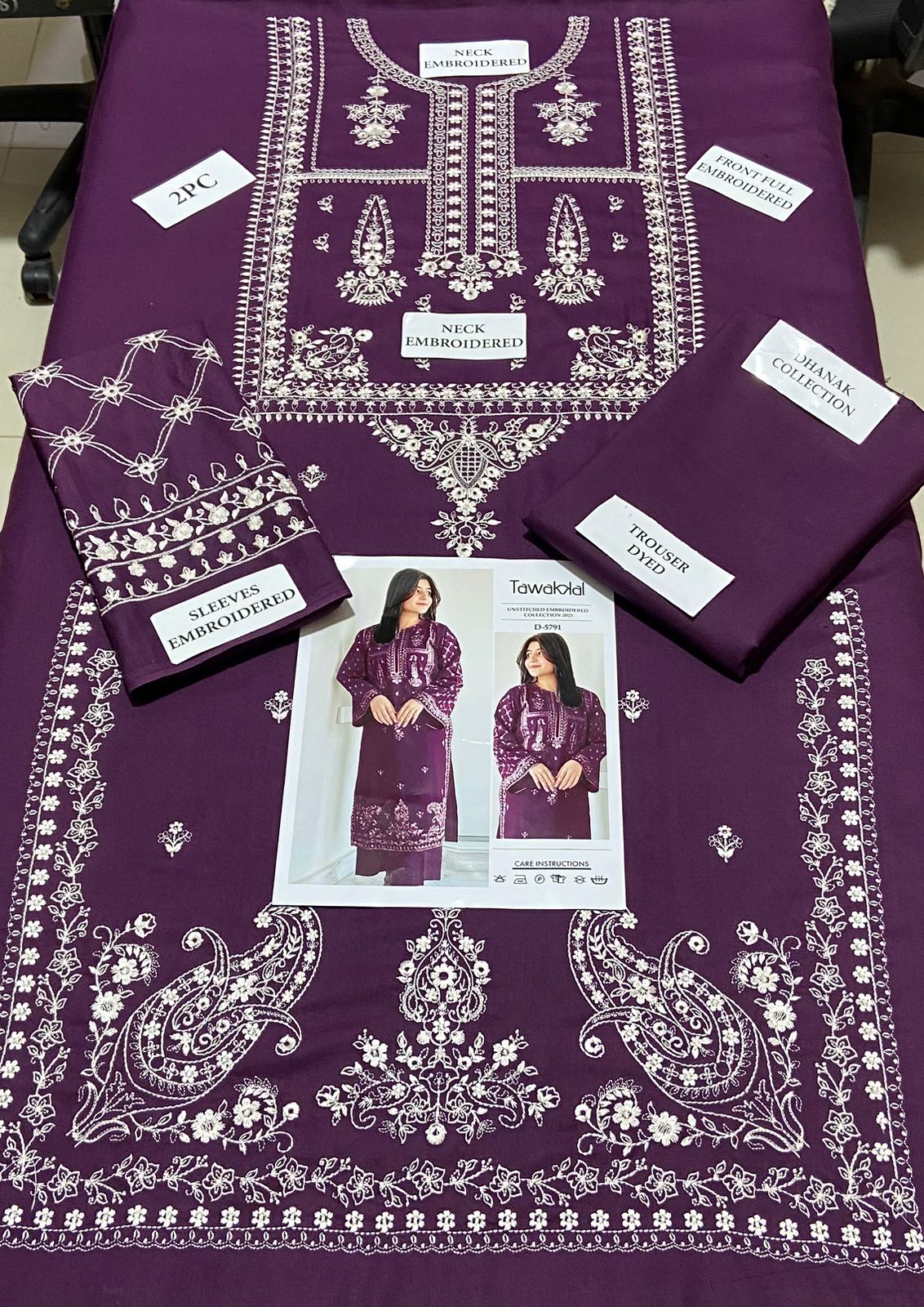 TAWAKKAL 2pc Embroidered Lawn Suit