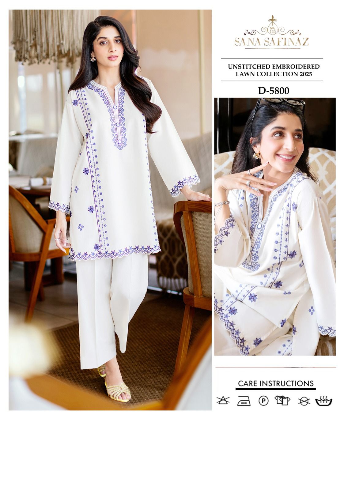 SANA SAFINAZ 2pc Embroidered Lawn Suit