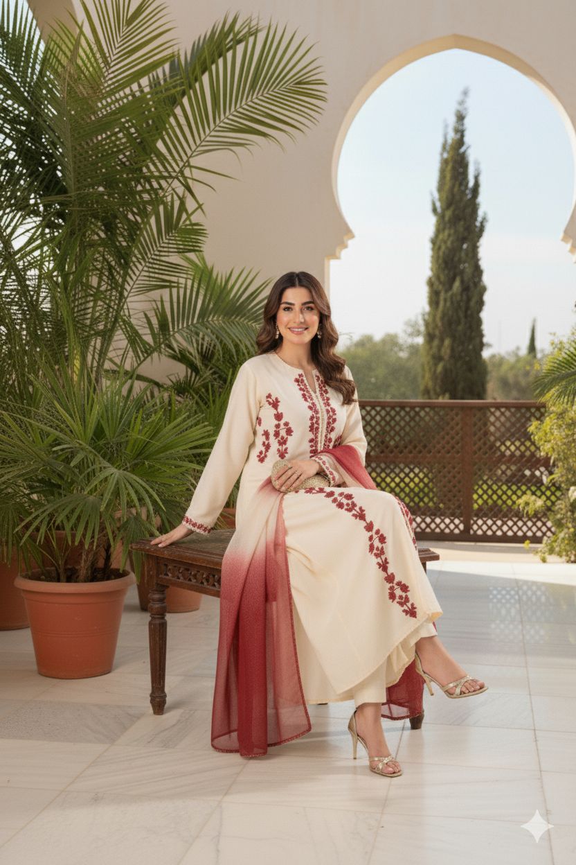 LAAM 3pc Embroidered Lawn Suit