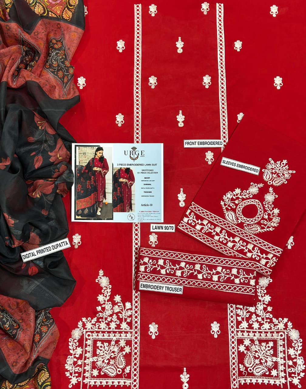 URGE 3pc Embroidered Lawn Suit