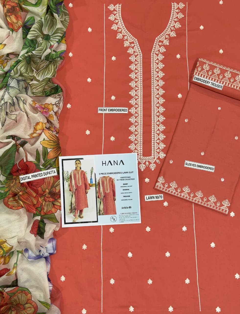 HANA 3pc Embroidered Lawn Suit