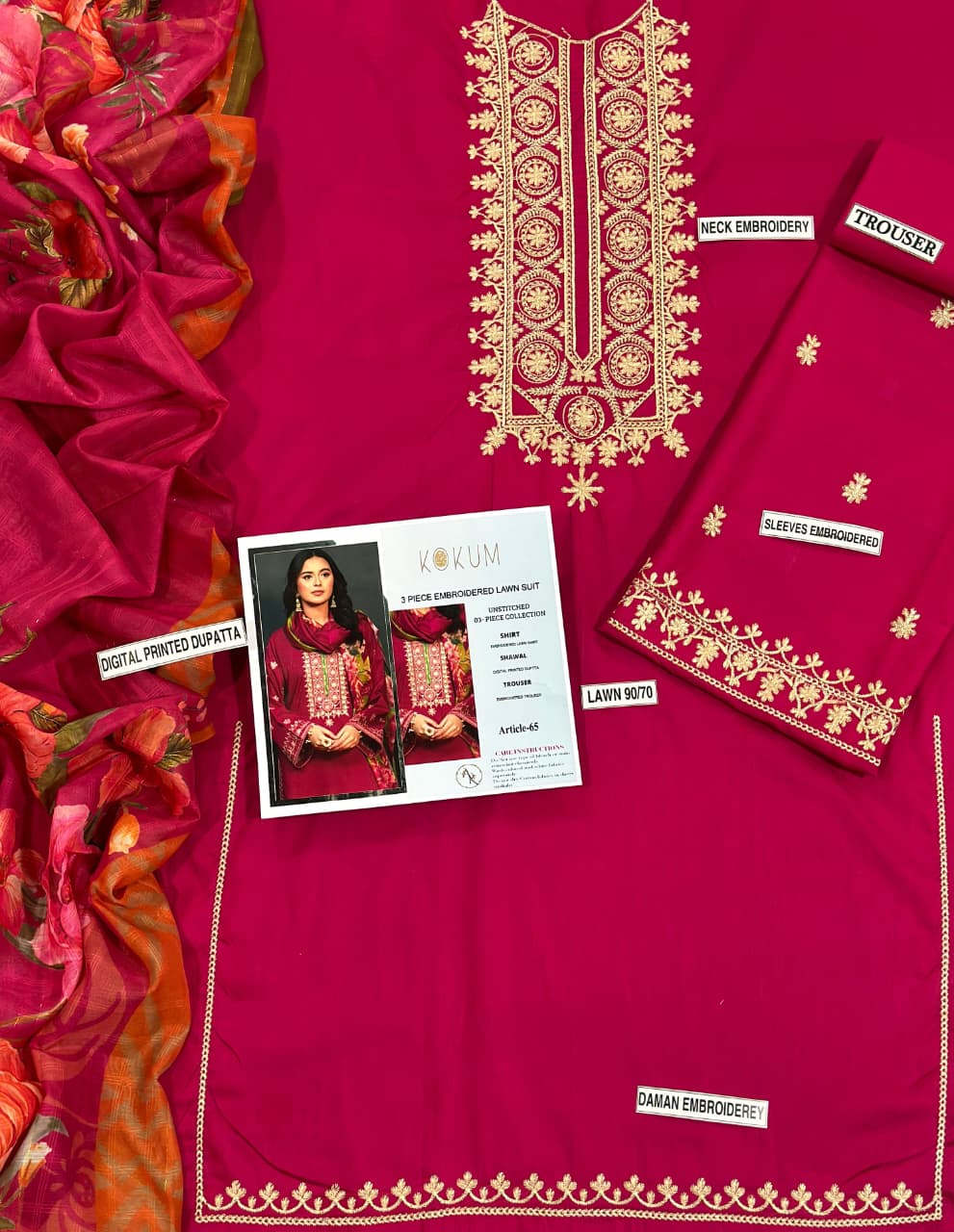 KOKUM 3pc Embroidered Lawn Suit