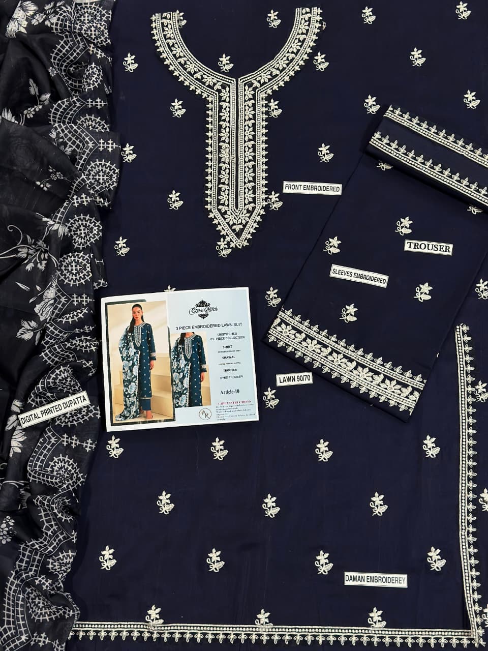 CROSS STITCH 3pc Embroidered Lawn Suit