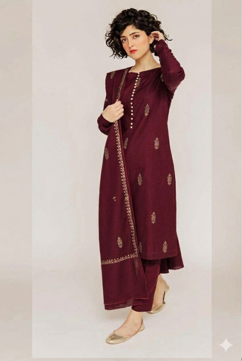 LIBAAS 3pc Embroidered Lawn Suit