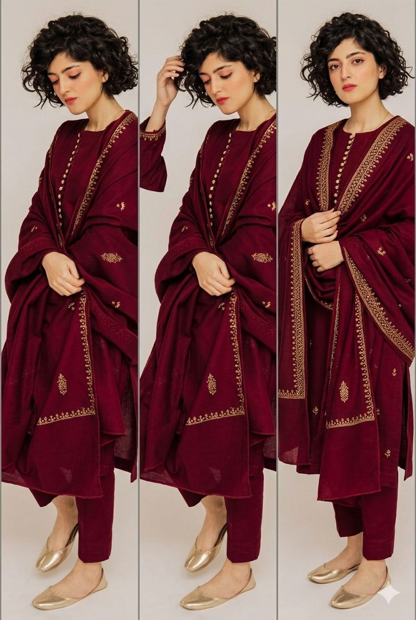 LIBAAS 3pc Embroidered Lawn Suit