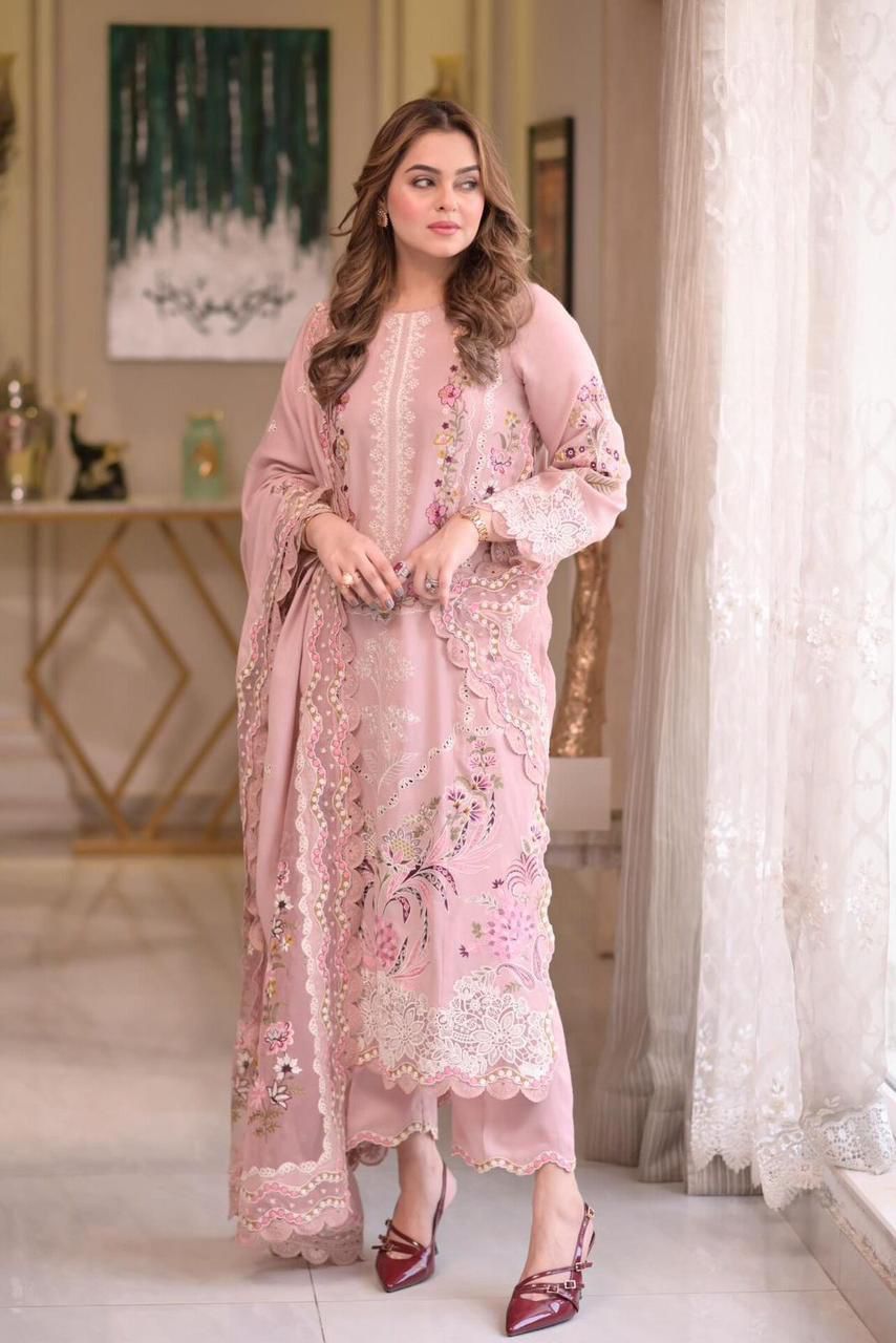 ANEELA'S 3pc Heavy Embroidered Lawn Suit