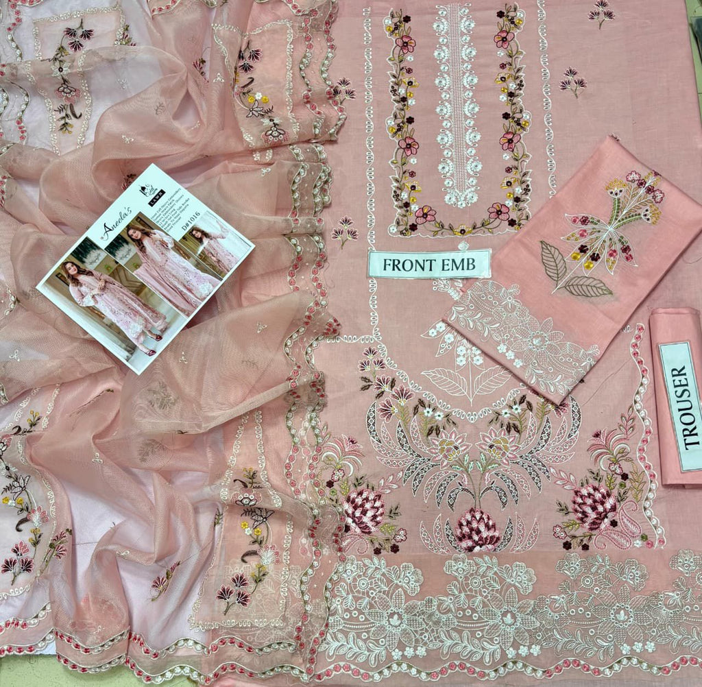 ANEELA'S 3pc Heavy Embroidered Lawn Suit
