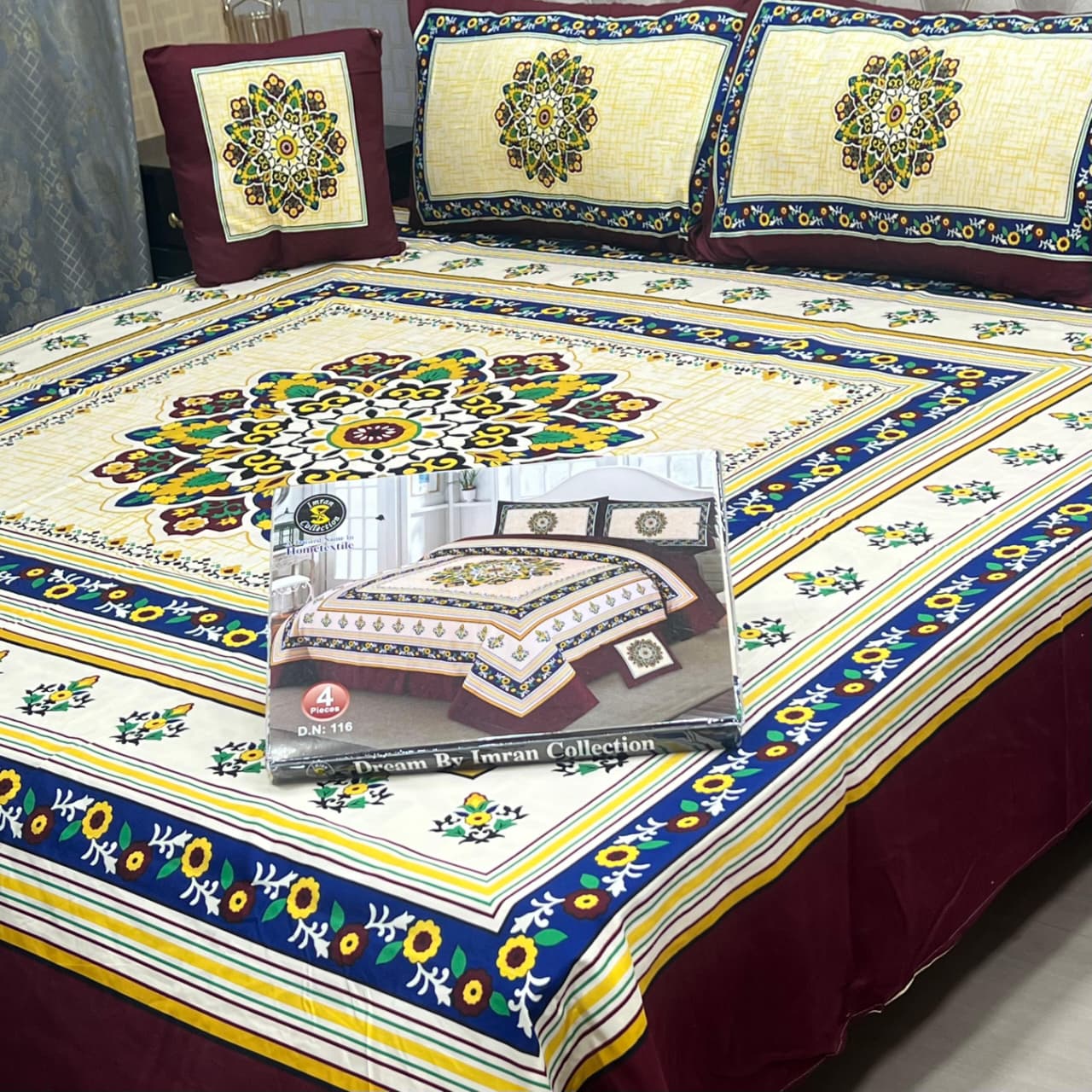 4Pcs Crystal Cotton King Size Bed Sheet Set-3D Printed