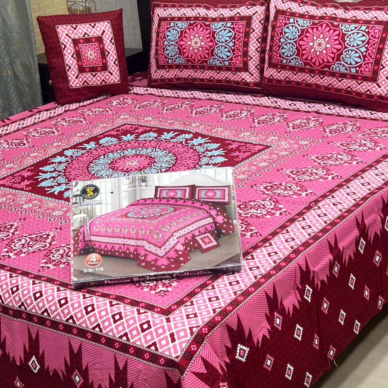 4Pcs Crystal Cotton King Size Bed Sheet Set-3D Printed
