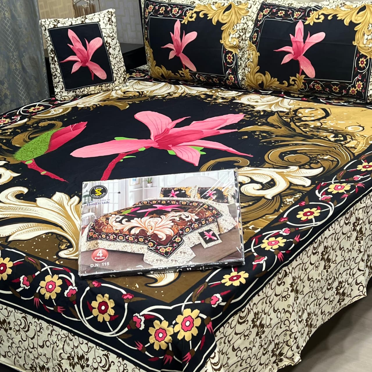 4Pcs Crystal Cotton King Size Bed Sheet Set-3D Printed