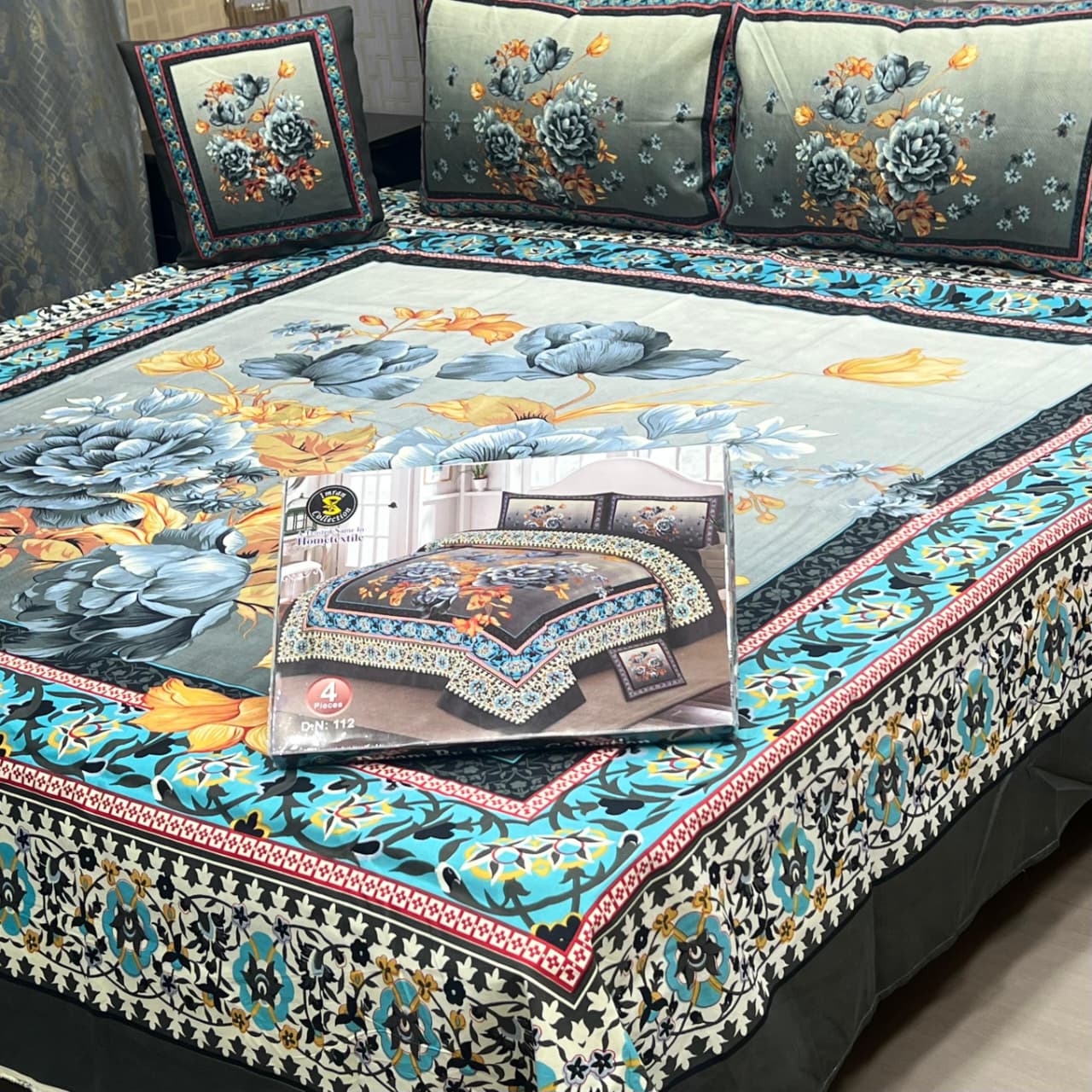4Pcs Crystal Cotton King Size Bed Sheet Set-3D Printed