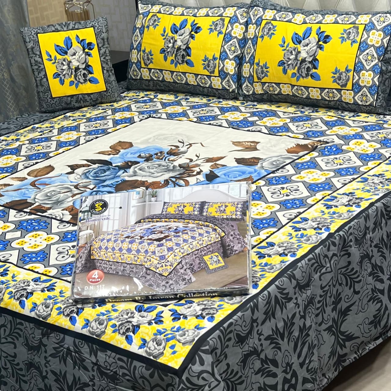 4Pcs Crystal Cotton King Size Bed Sheet Set-3D Printed