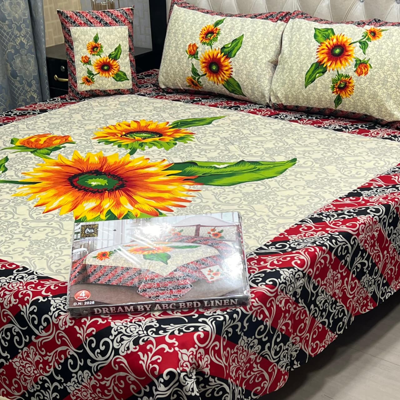 4Pcs Crystal Cotton King Size Bed Sheet Set-3D Printed