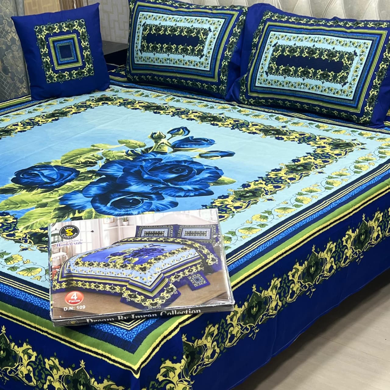 4Pcs Crystal Cotton King Size Bed Sheet Set-3D Printed