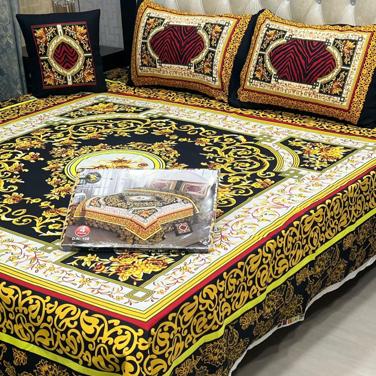 4Pcs Crystal Cotton King Size Bed Sheet Set-3D Printed