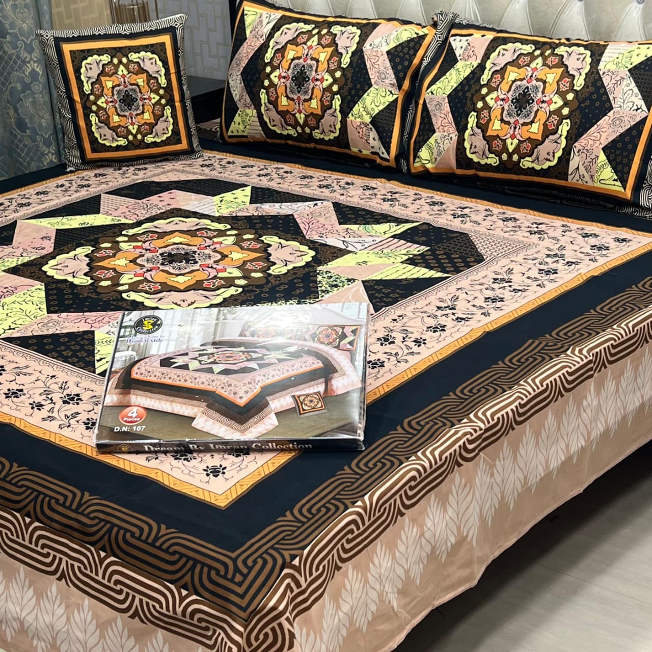4Pcs Crystal Cotton King Size Bed Sheet Set-3D Printed