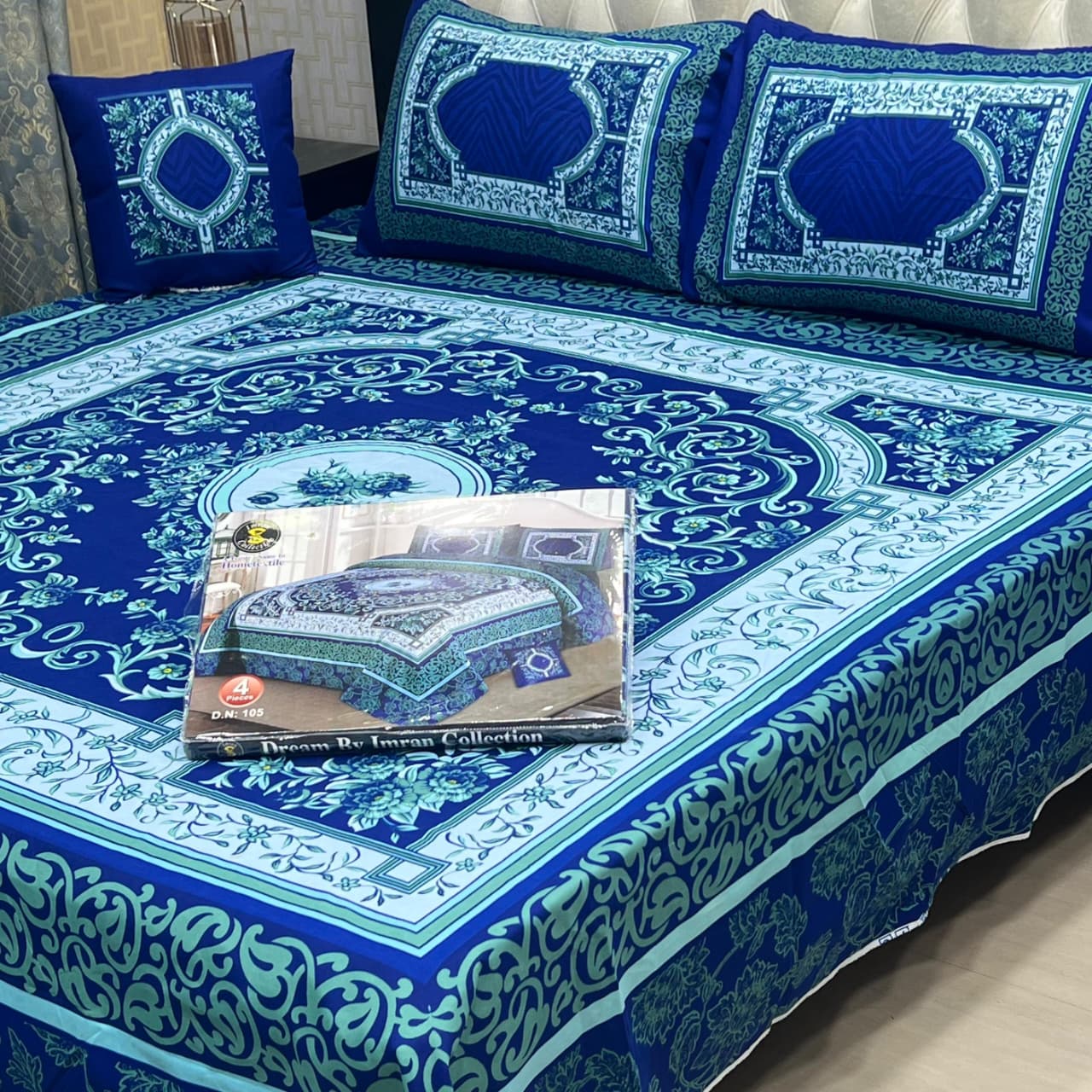 4Pcs Crystal Cotton King Size Bed Sheet Set-3D Printed