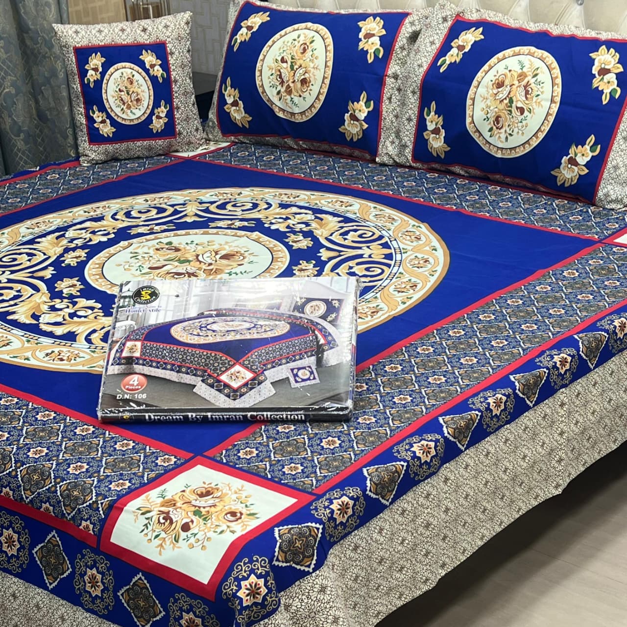 4Pcs Crystal Cotton King Size Bed Sheet Set-3D Printed