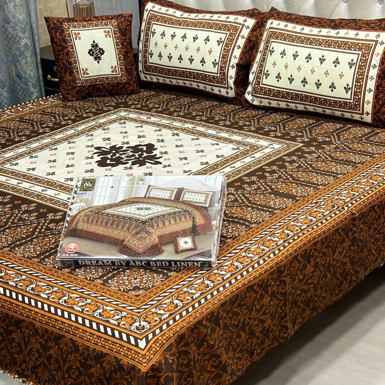4Pcs Crystal Cotton King Size Bed Sheet Set-3D Printed