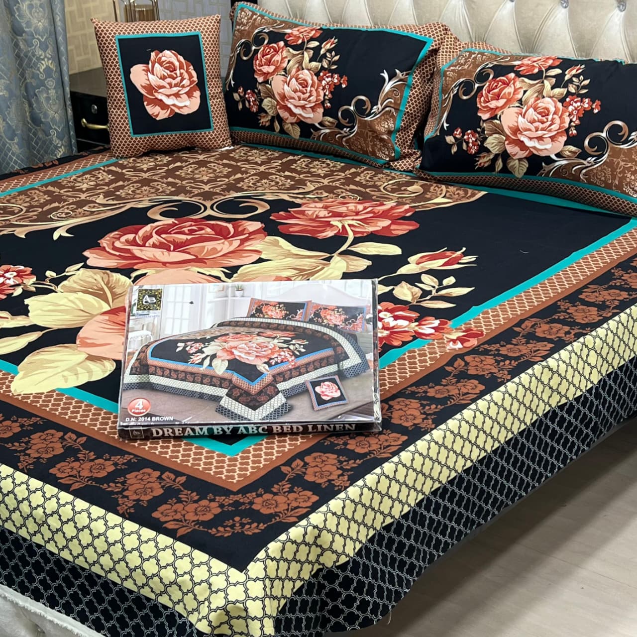 4Pcs Crystal Cotton King Size Bed Sheet Set-3D Printed