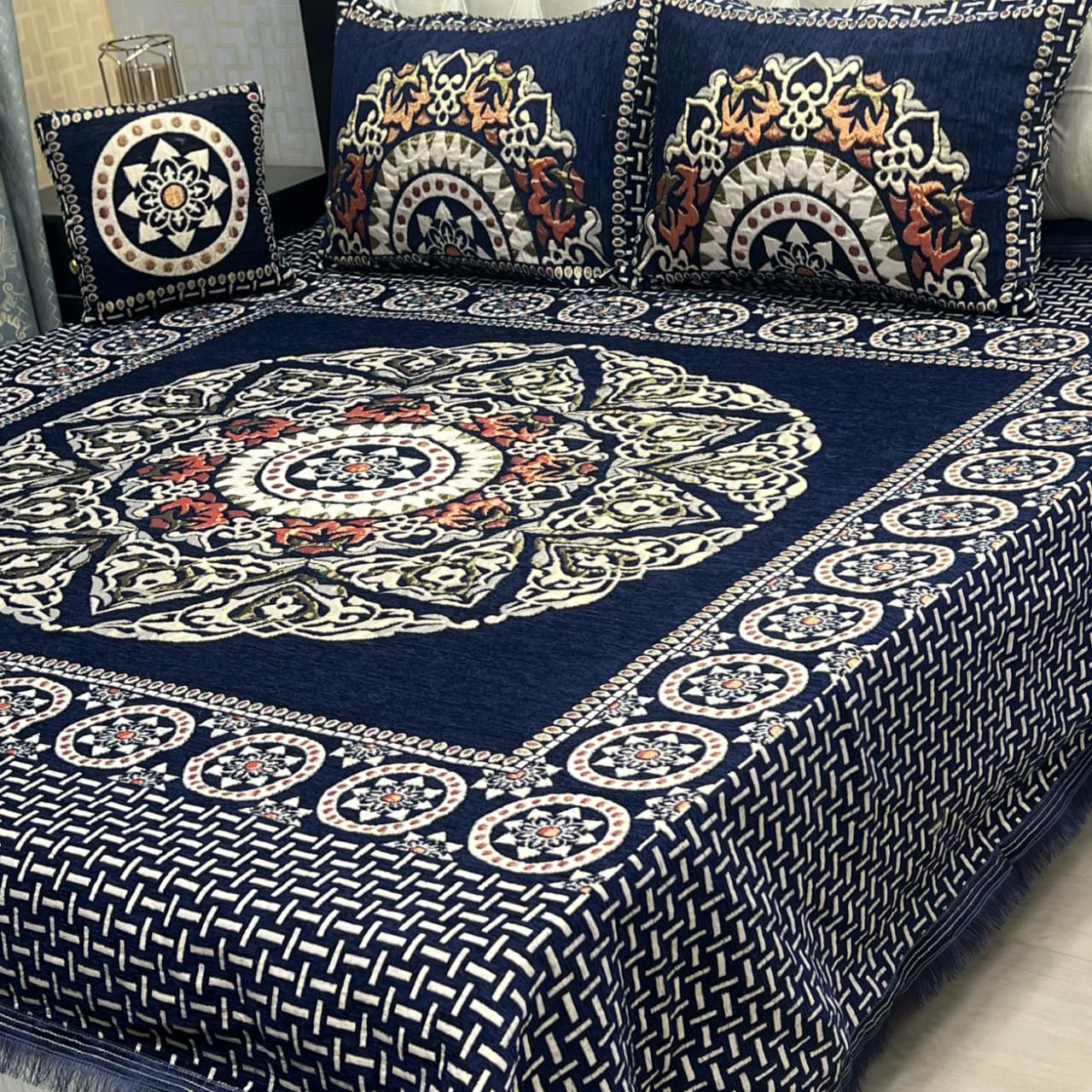 4Pc Velvet Jaquard Bedsheet King Size