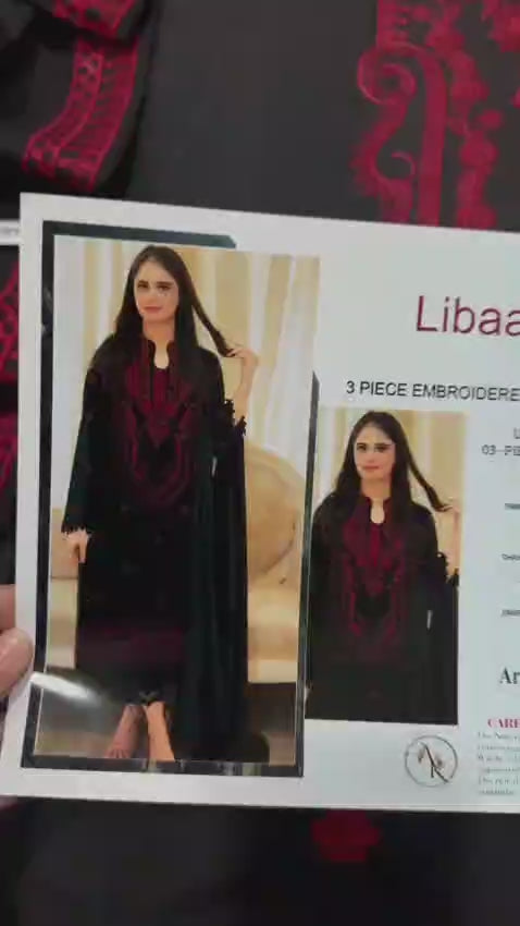 LIBAAS 3pc Embroidered Lawn Suit