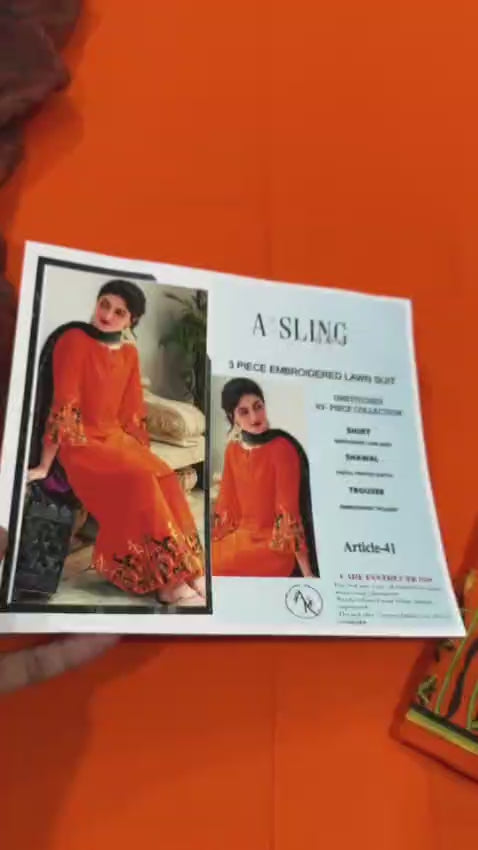 ASLING 3pc Embroidered Lawn Suit