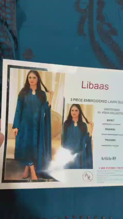 LIBAAS 3pc Embroidered Lawn Suit