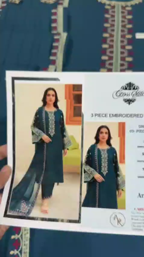 CROSS STITCH 3pc Embroidered Lawn Suit