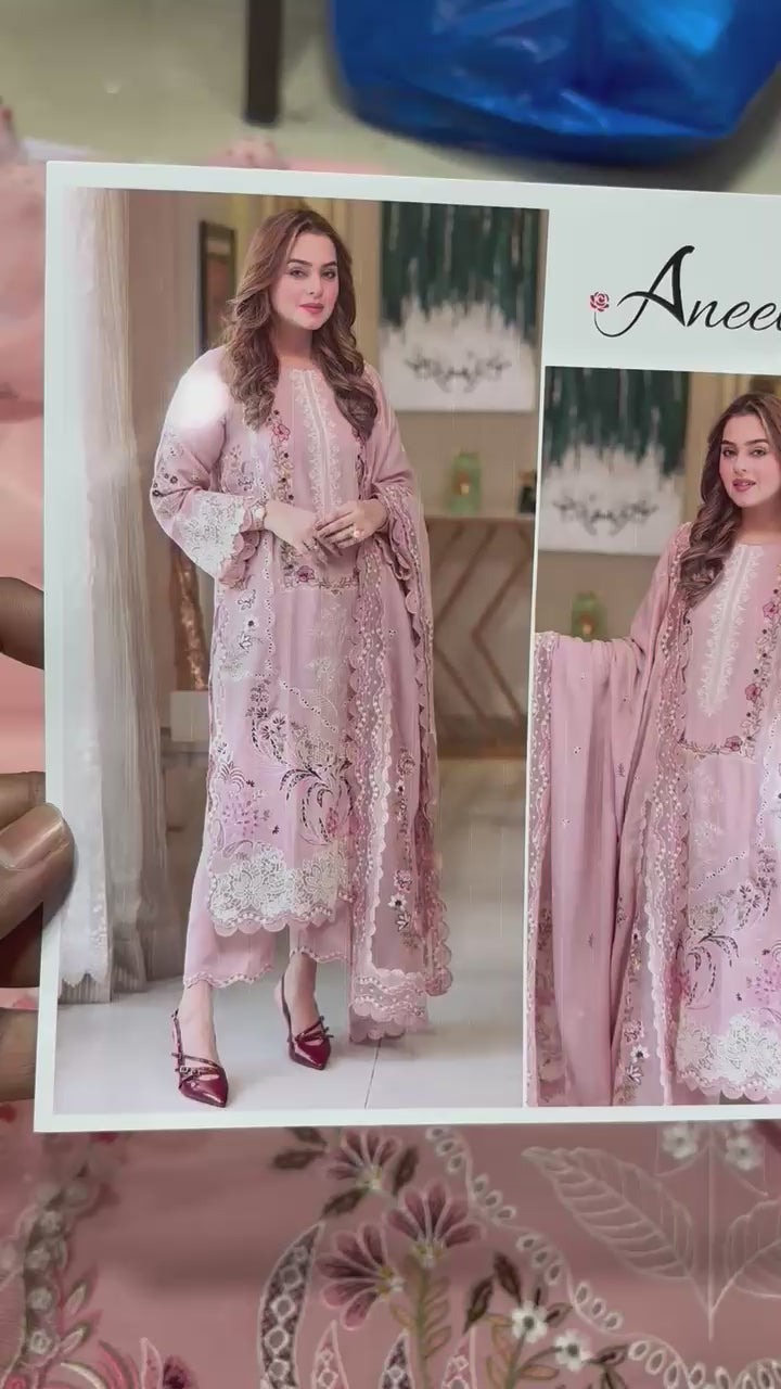 ANEELA'S 3pc Heavy Embroidered Lawn Suit