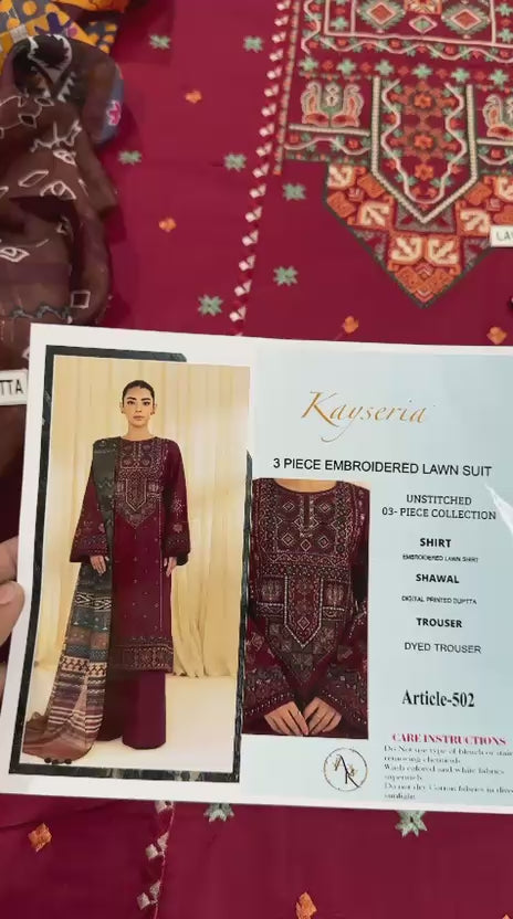 KAESERYA Lawn Embroidered 3pc